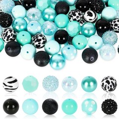 Whaline 50Pcs 20mm Cow Theme Beads 12 Styles Mixed Bubblegum Beads Set Green …