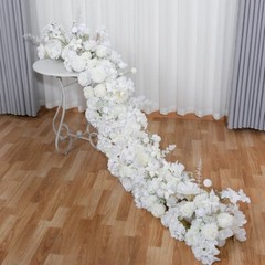 Artificial Rose Strip Table Runner Flower Row Arrangement Wedding Backdrop Wall