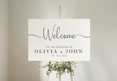 Custom Wedding Welcome Sign simple white background Outdoor Indoor Sign For Gift
