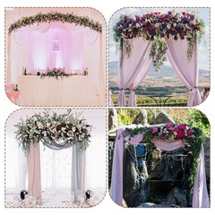 Wedding Arch Drape Fabric, 9.8ft x 4.9ft Black Chiffon Fabric Panels Pack of 2