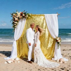 VOK Gold Sequin Backdrop Curtains 2 Panels 2FTx8FT Glitter Photography Backgr…