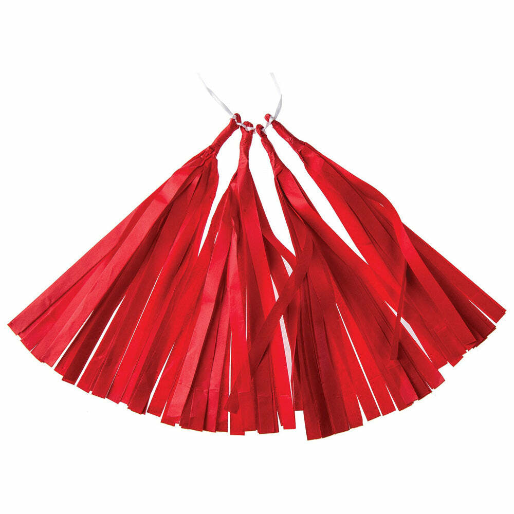 4 Pack | Tissue Paper Tassel Set (Red, Pre-Folded EZ-Fold)