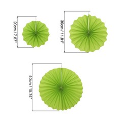12Pcs Hanging Paper Fans Party Set Decoration for Birthday Wedding Green