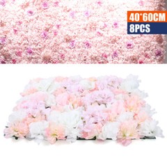 8 Pieces Artificial Flower Wall Silk Flower Beautiful Floral Wall 40x60cm Decor