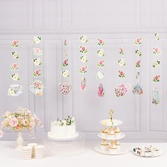 8 pcs 40″ ASSORTED Double Sided Floral Tea Paper Hanging Garlands Decorations