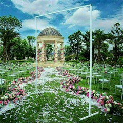 6/10/20 ft Adjustable Wedding Backdrop Stand Background Curtain Pipe Stage White