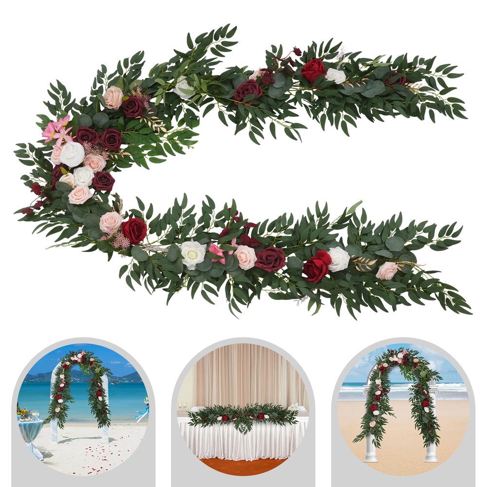 Red& White& Pink 9ft Long PP Artificial Flower Garland For Wedding Decoration