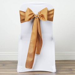10 Gold Polyester CHAIR SASHES Ties Bows Wedding Party Ceremony Decorations SALE