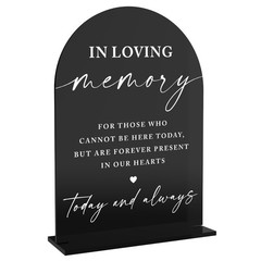 In Loving Memory Wedding Sign, Black Acrylic Memorial Table Decor, Elegant Scrip