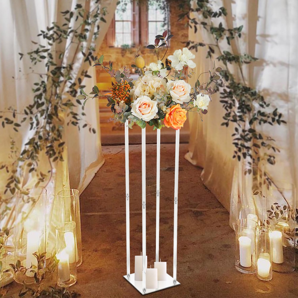 Clear Acrylic Flower Stand Column Vase Centerpieces Wedding Decoration