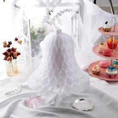 WILLBOND 5 Pieces Paper Wedding Bells White Hanging Big Heavy Honeycomb Bells