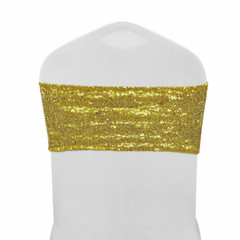 10/25/50/100Pcs Spandex Stretch Sequin Chair Sashes Bow Band Wedding Party Decor