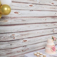 WHITE 8 ft x 8 ft Printed Vinyl Photo BACKDROP Wood Design Party Banner Events