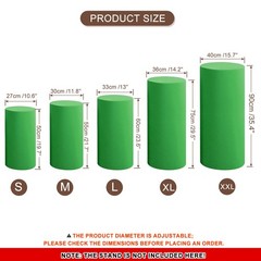 Set of 5 Cylinder Spandex Stand Covers, Green, Elastic Fabric