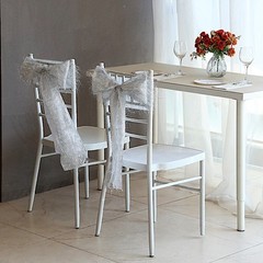 5 SILVER Polyester Chair SASHES Metallic Fringe Party Events Home Decorations