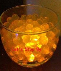 8oz Orange Water Pearl + 12 LED submersible Wedding Home Decoration Tea light