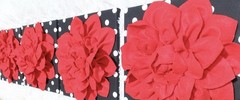 3D Red Flower Wall Decor Set Black White Polka Dot Canvas Art Glam Boutique 4pc
