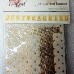 Just Married Banner/Wedding Decor 5.5″in x 4″in. (98″ long )