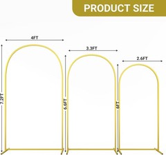 3 X Metal Arch Backdrop Background Stand 7.2/6.6/6 FT for Wedding Birthday Party