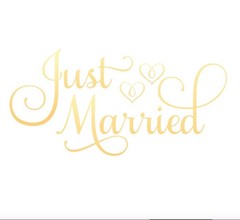 Just Married Car Decor, Window 24″W x 12″H, Metallic Gold