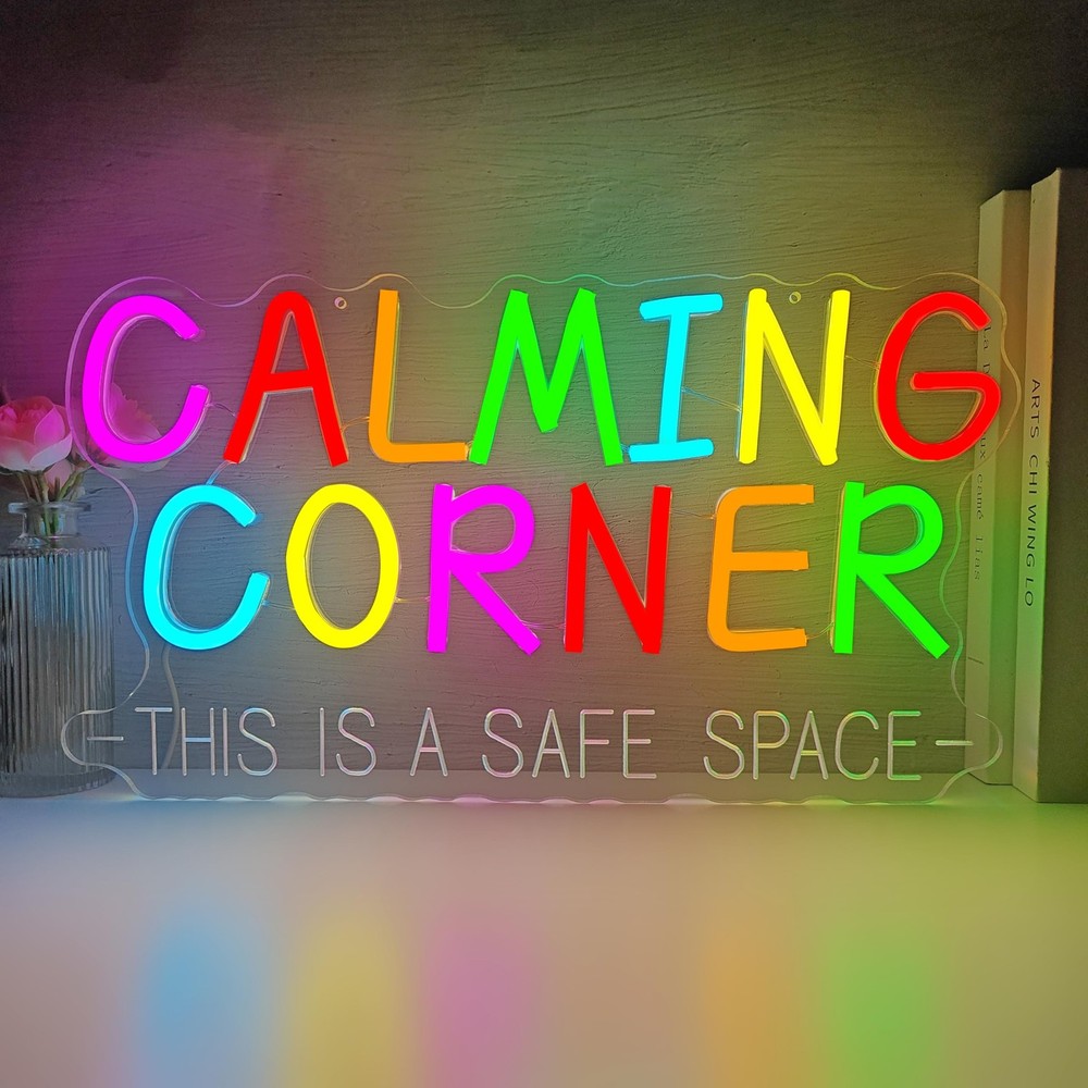 hhuohuona Calming Corner Neon Signs for Wall Decor Dimmable Safe Space Led Si…
