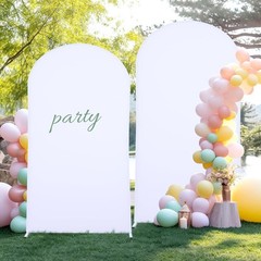 White 6.6FT Double-Sided Arch Backdrop Cover – Perfect for Weddings and Parties