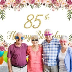 AIBIIN 7x5ft Happy 85th Birthday Backdrop for Women Pink Flowers Photography …