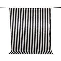 8 ft x 10 ft BLACK White Striped Satin Backdrop Curtain Panel Wedding Events