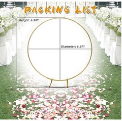 Round Backdrop Stand Circle Arch, 6.5ft Golden Aluminum Balloon Arch Kit, Party