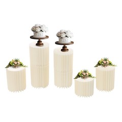 7Pcs Foldable Paper Column Display Stands for Wedding Dessert Flower White