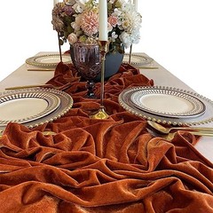 Luxurious Velvet Table Runner 120 Inches Wedding Table 20 x 120 inch Terracotta