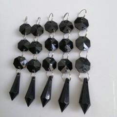 100Pcs Black Acrylic Crystal Garland Hanging Beads Curtain Wedding Party DIY