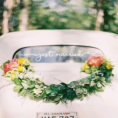 Just Married Vinyl Decal – 28×4 Inch Wedding Car Window Sticker, Elegant Remo…