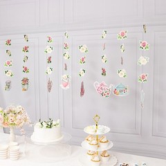8 pcs 40″ ASSORTED Double Sided Floral Tea Paper Hanging Garlands Decorations