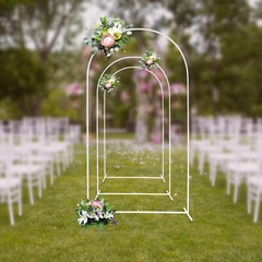 Wedding Arch Backdrop Stand 5.9 ft/6.6 ft/7.2 ft Set of 3 Metal Backdrop Arch