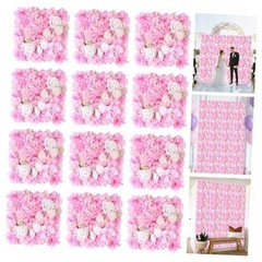 Artificial Silk Flower Wall Panel Pink Decorative Floral Pink&flower1