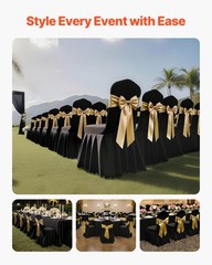 VEVOR 30PCS Black Stretch Spandex Folding Chair Covers for Wedding Party Dining