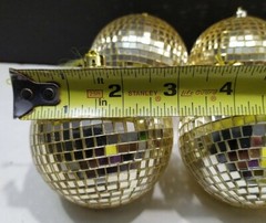 Lot 6 vintage 3″ wide Gold Glass Mirror Disco Balls Ornaments Holidays
