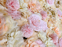 12 Panels Set 3D Blush / Champagne Flower Floral Wall Panel Decor 8x4ft Backdrop
