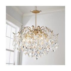 AGV LIGHTING CH012G K9 Crystal Chandelier, 6-Lights Modern Pendant Light Fixt…