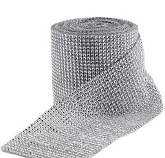 HUJI Diamond Silver Rhinestone Mesh Ribbon Wrap for Wedding Cake Party Supplies