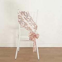 5 ROSE GOLD Embroidered Sequin CHAIR SASHES Party Events Decorations