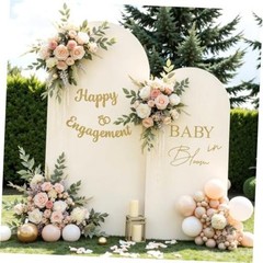 Set of 2 Arch Backdrop Cover 7.2FT, 6FT and Baby in Bloom and Happy Beige