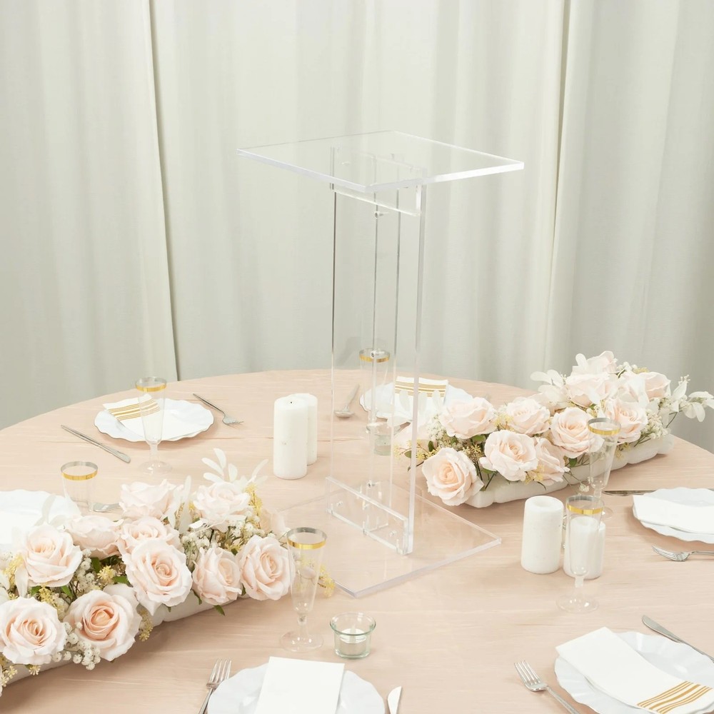24″ Clear Acrylic Flower Display Stand Square Top and Base Party Decorations