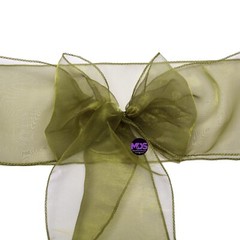 100 Olive Green Organza Chair Sash Bows for Wedding Party Event Decor, Free Ship