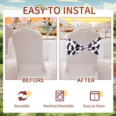 72 Pcs Cow Stripe Chair Sashes – Elastic Animal Print Bands for Safari Party Dec