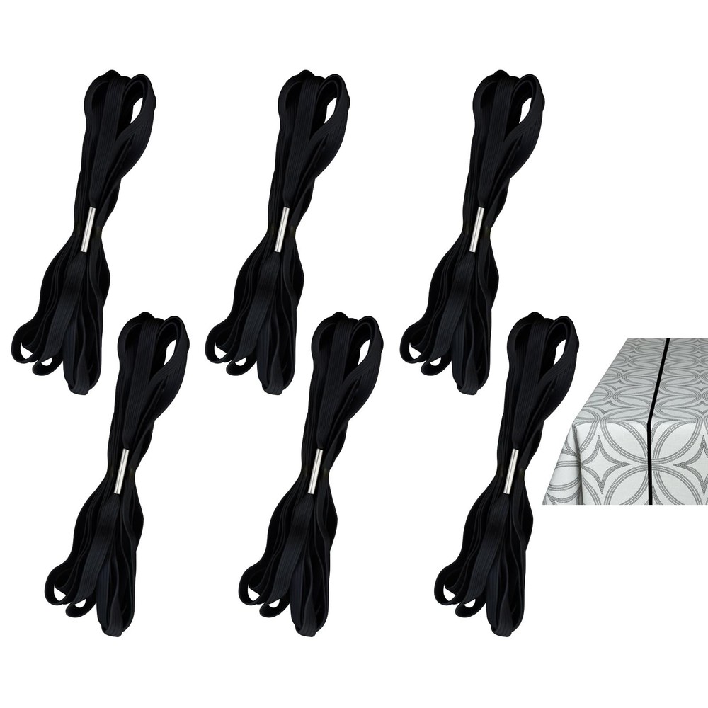 Table Bungees Tablecloth Strap Bands, 6 Pieces Black Elastic Windproof Band C…