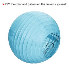 6pcs 6 Inch Folding Hanging Paper Lanterns Small Lampshade Light Blue