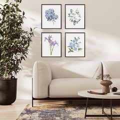 Locomiss Watercolor Floral Wall Art Posters, Rustic Cottagecore Hydrangea Iri…