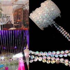 99FT Iiridescent Acrylic Crystal Bead Garland Diamond Strand Wedding Decoration